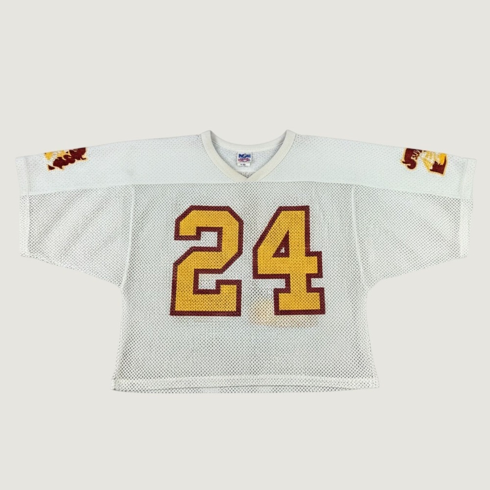 Vintage 90s Bike Football Jersey L-XL Mesh Burgundy/Gold Made in USA No.24